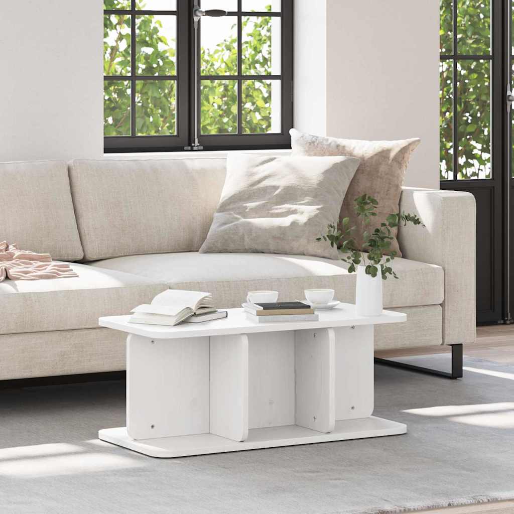 vidaXL Stolik kawowy Biały 80 x 39,5 x 33,5 cm Lite drewno sosnowe