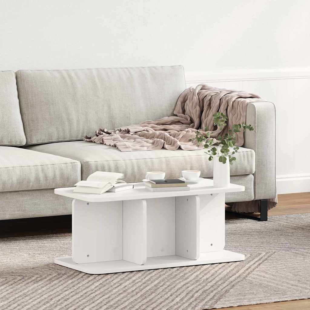 vidaXL Stolik kawowy Biały 80 x 39,5 x 33,5 cm Lite drewno sosnowe