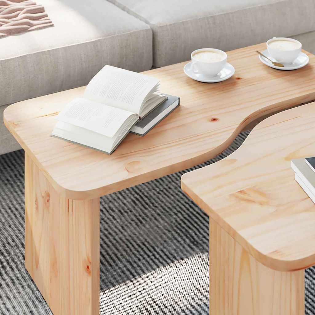 vidaXL Stolik kawowy 2 pcs Naturalny Lite drewno sosnowe
