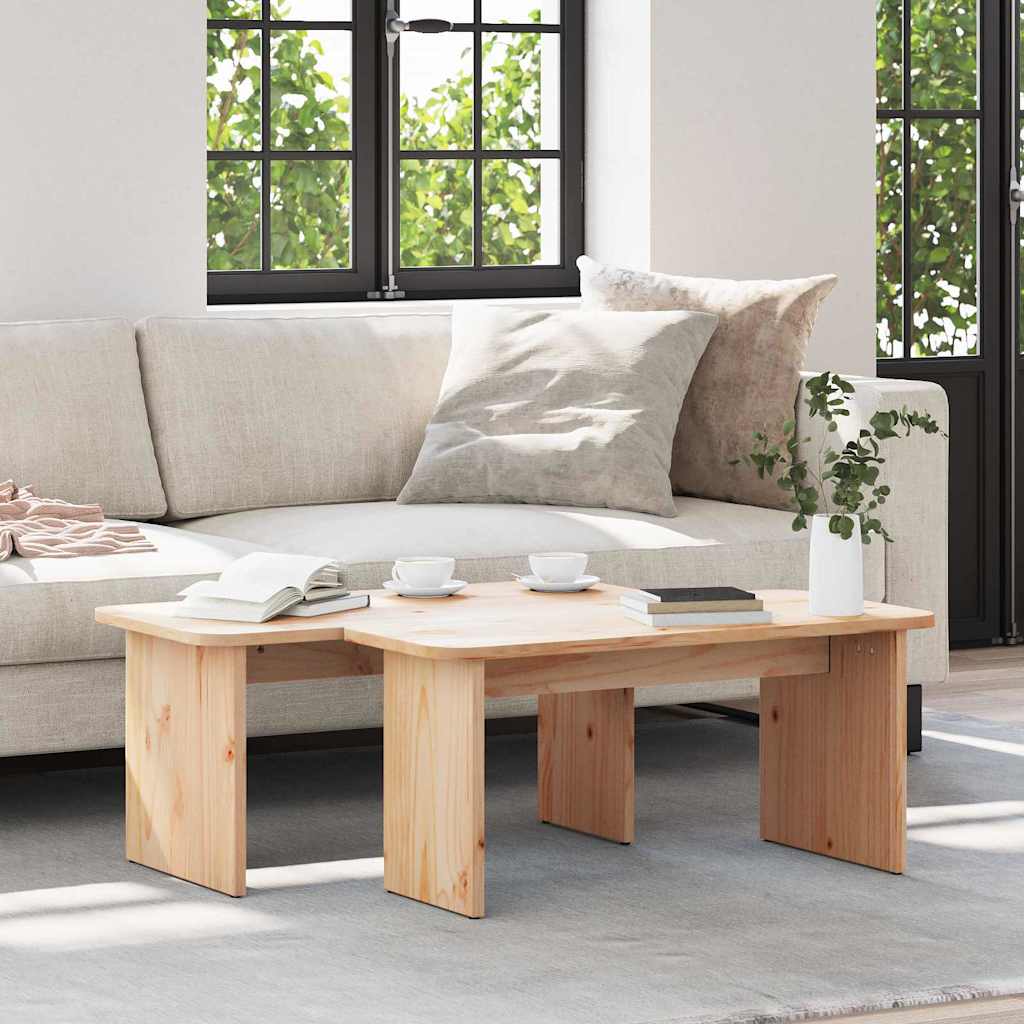 vidaXL Stolik kawowy 2 pcs Naturalny Lite drewno sosnowe