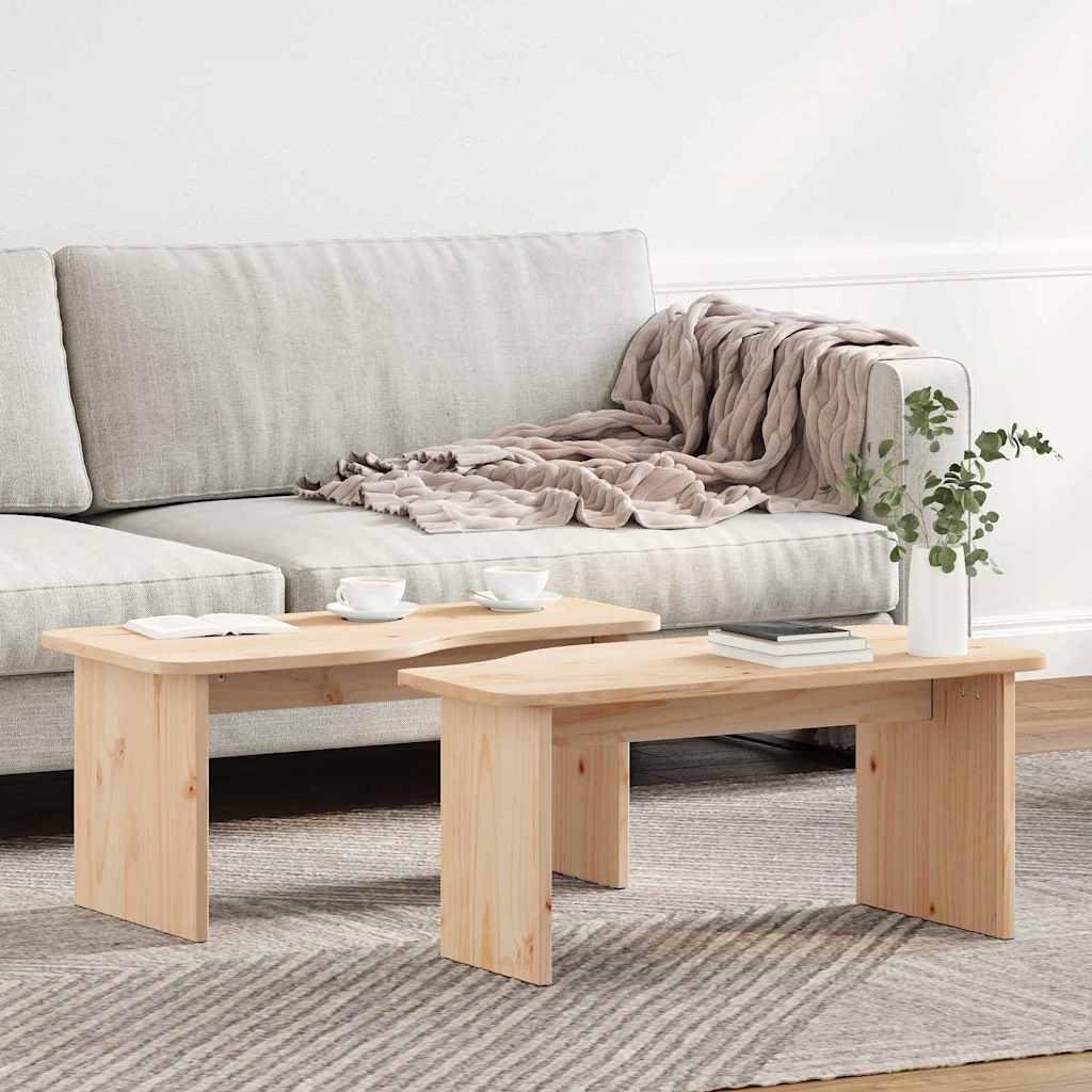 vidaXL Stolik kawowy 2 pcs Naturalny Lite drewno sosnowe