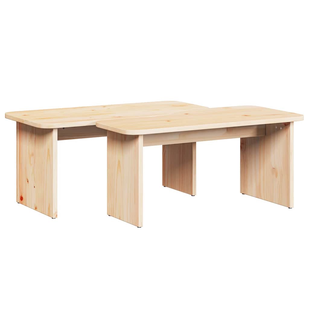 vidaXL Stolik kawowy 2 pcs Naturalny Lite drewno sosnowe