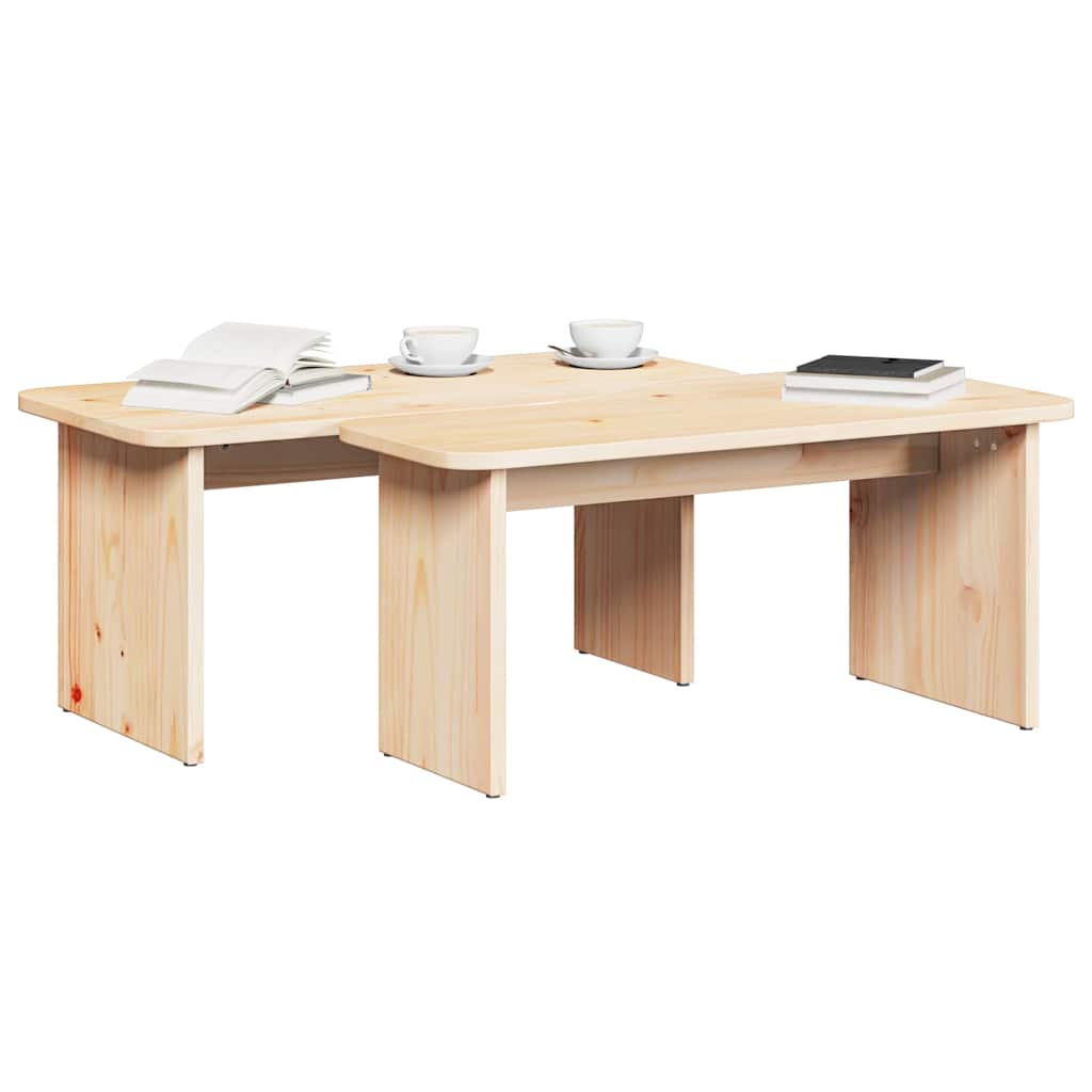 vidaXL Stolik kawowy 2 pcs Naturalny Lite drewno sosnowe