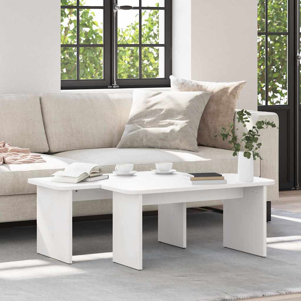 vidaXL Stolik kawowy 2 pcs Biały Lite drewno sosnowe