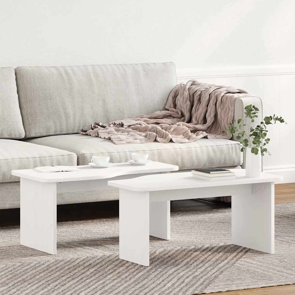 vidaXL Stolik kawowy 2 pcs Biały Lite drewno sosnowe