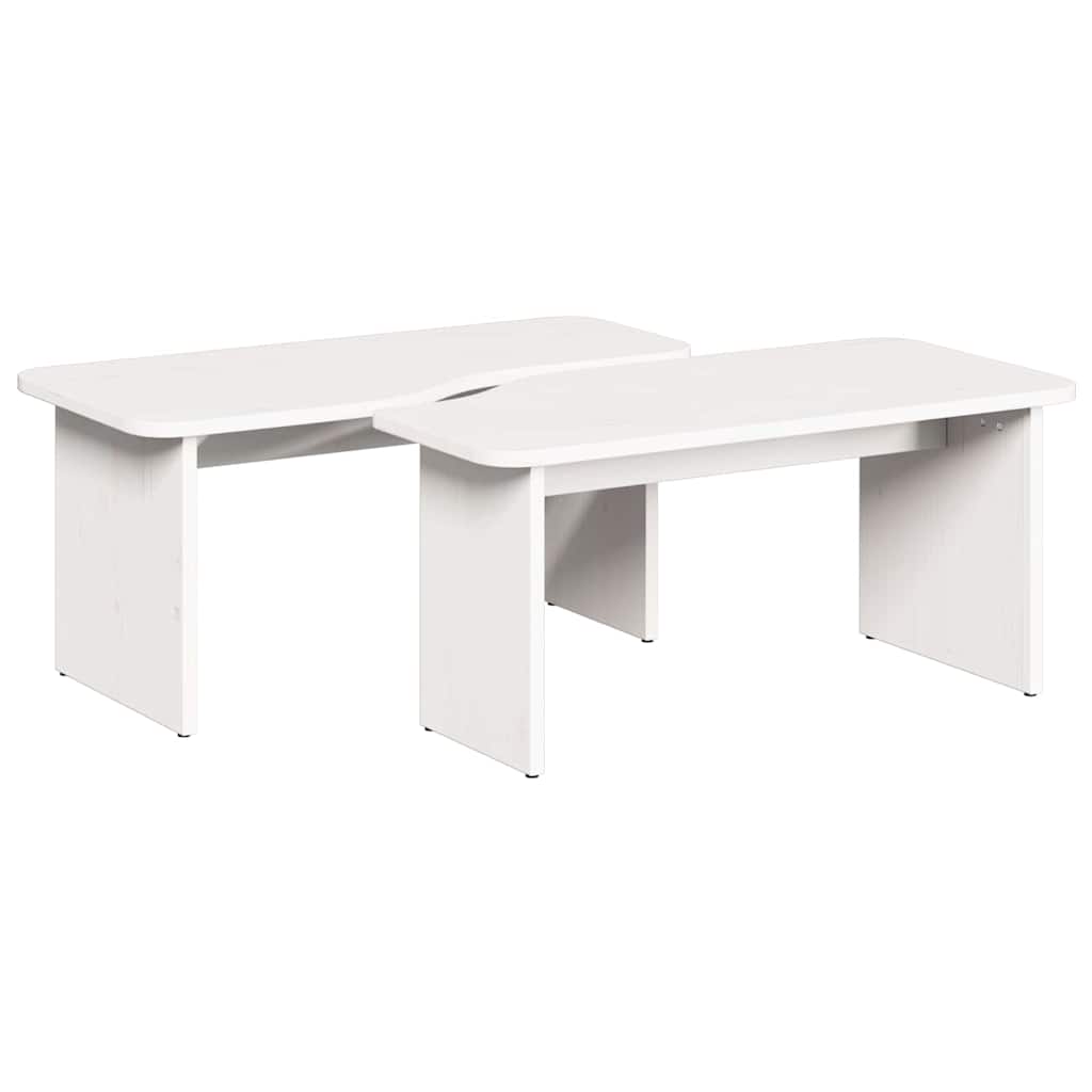 vidaXL Stolik kawowy 2 pcs Biały Lite drewno sosnowe