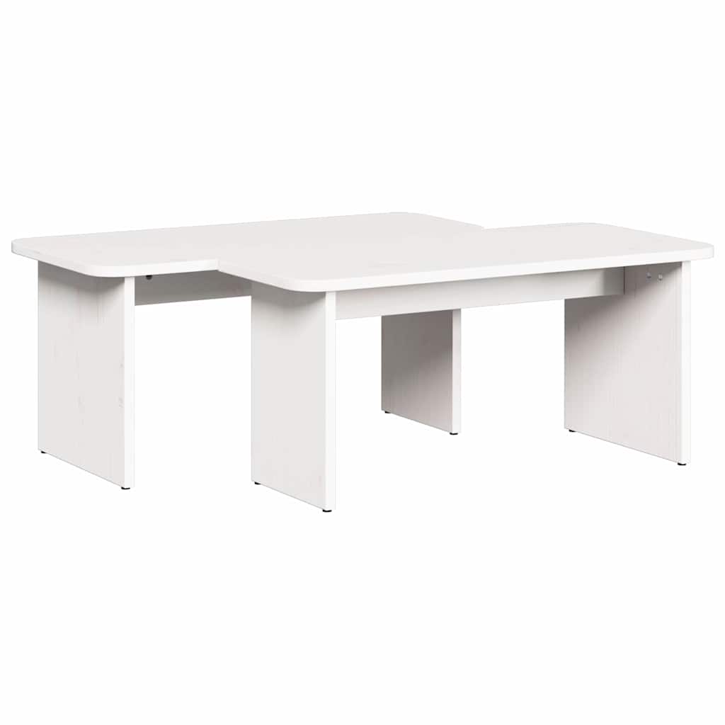 vidaXL Stolik kawowy 2 pcs Biały Lite drewno sosnowe