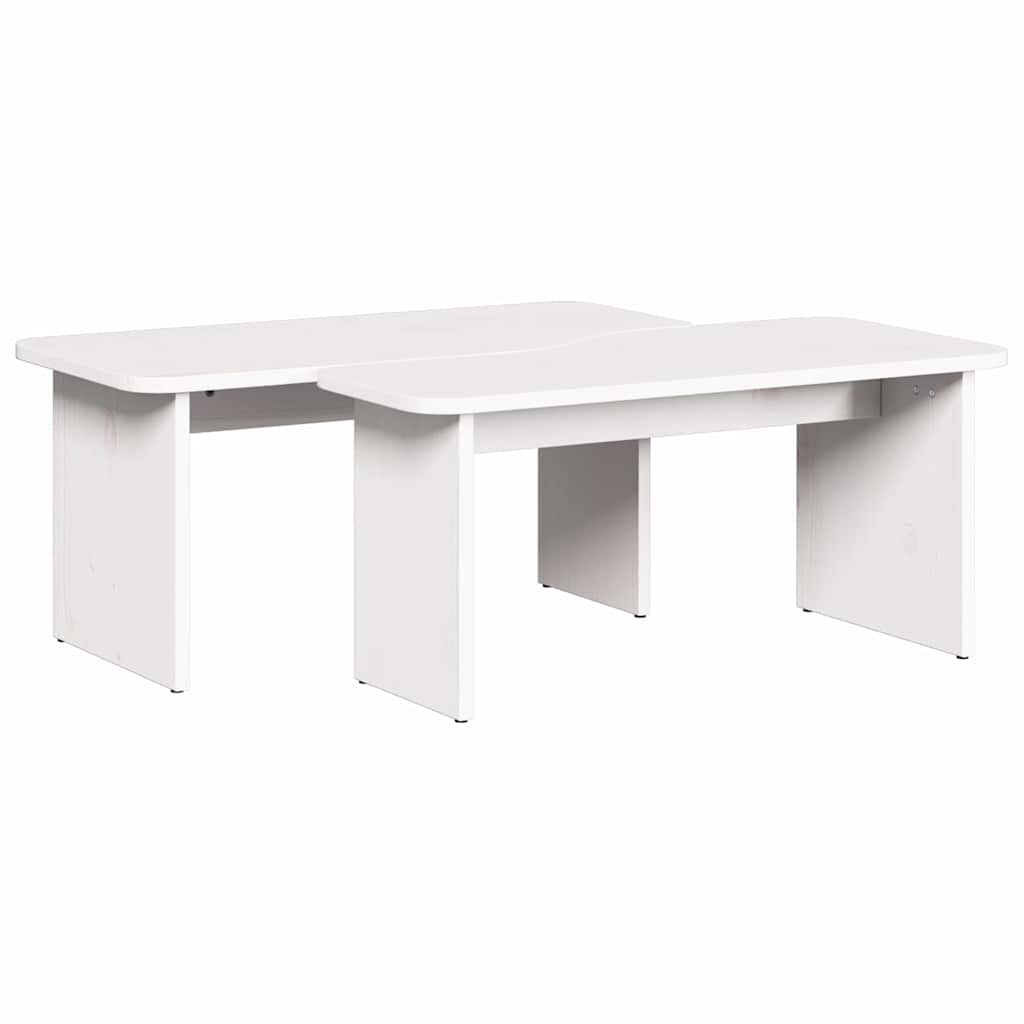 vidaXL Stolik kawowy 2 pcs Biały Lite drewno sosnowe