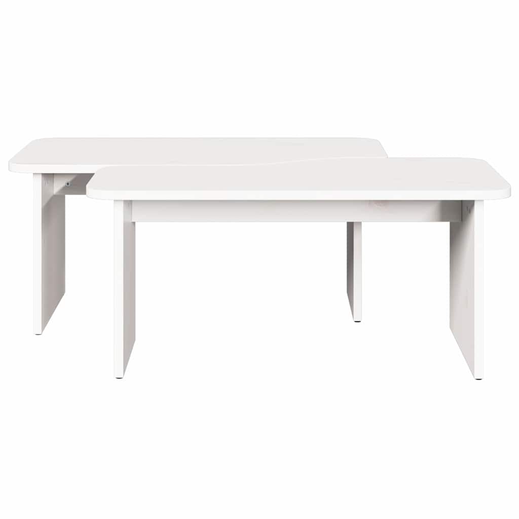 vidaXL Stolik kawowy 2 pcs Biały Lite drewno sosnowe