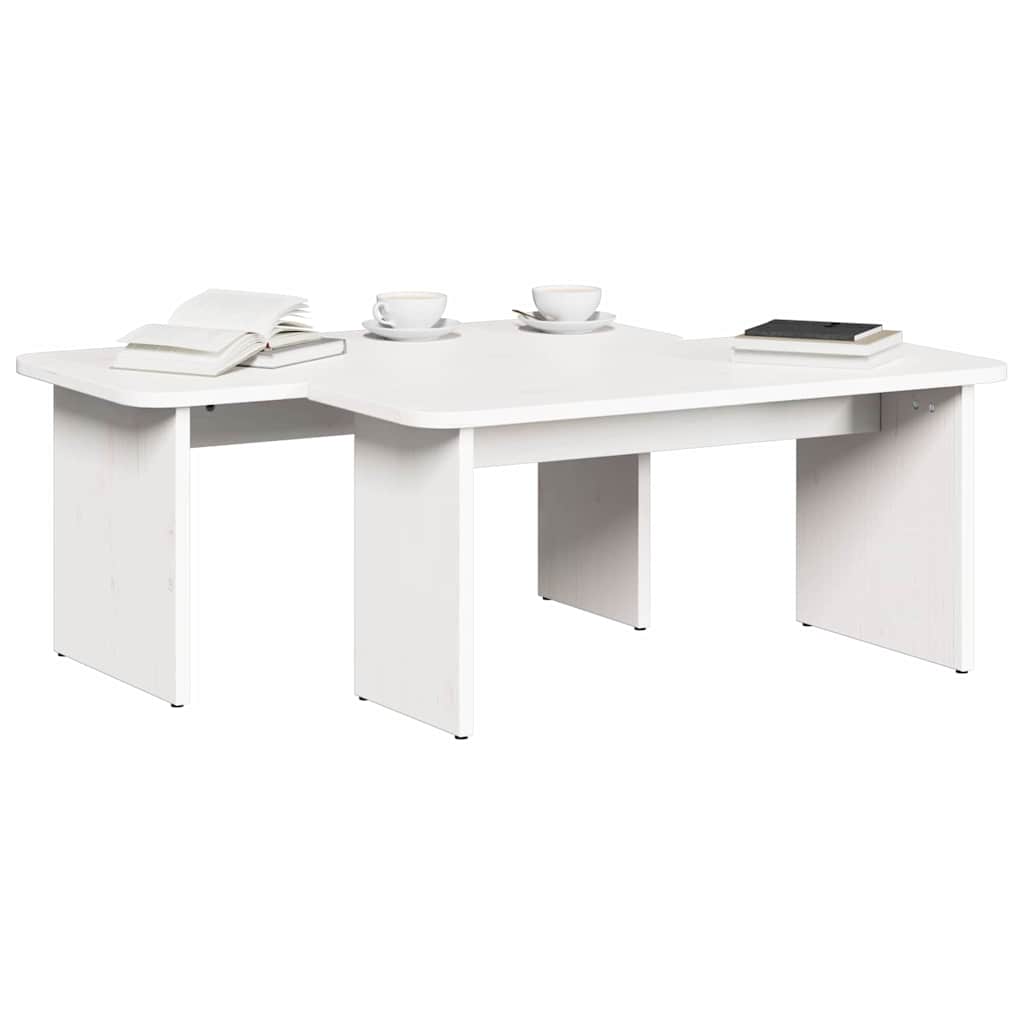 vidaXL Stolik kawowy 2 pcs Biały Lite drewno sosnowe