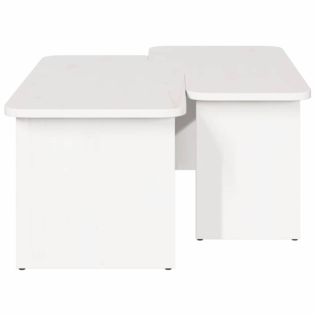 vidaXL Stolik kawowy 2 pcs Biały Lite drewno sosnowe