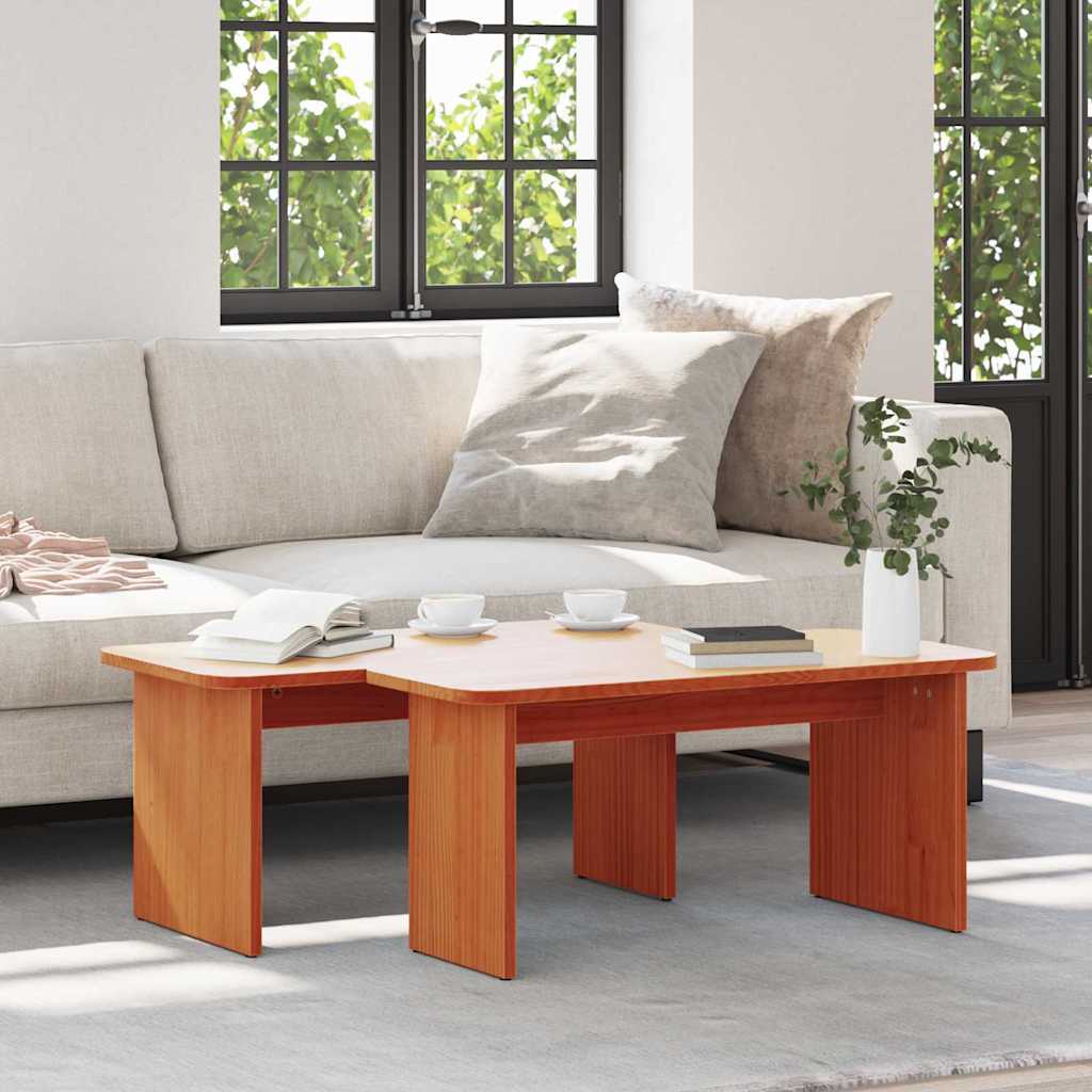 vidaXL Stolik kawowy 2 pcs Woskowy Brąz Lite drewno sosnowe