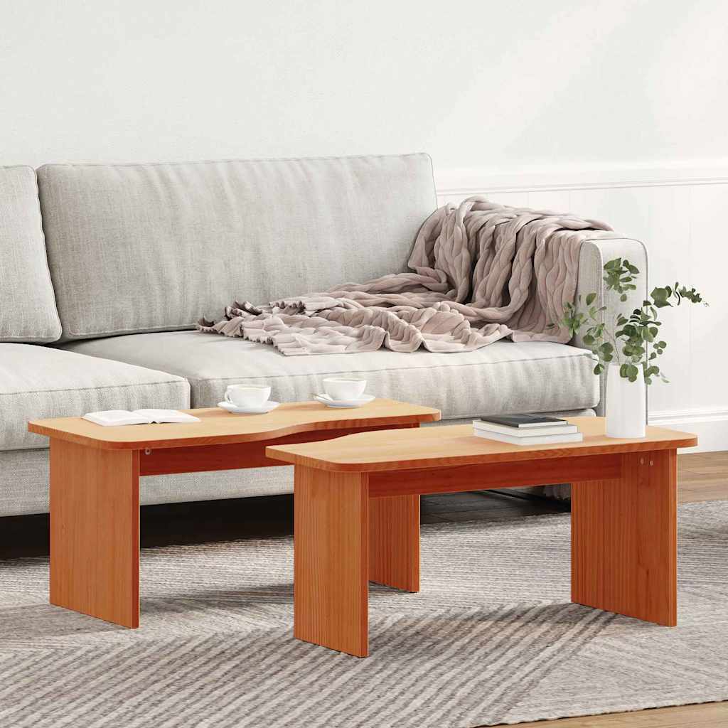 vidaXL Stolik kawowy 2 pcs Woskowy Brąz Lite drewno sosnowe