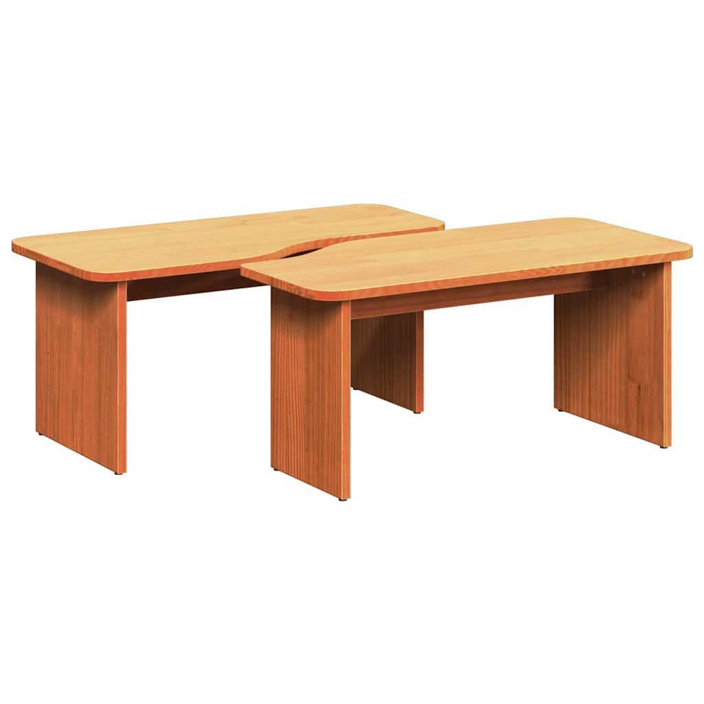 vidaXL Stolik kawowy 2 pcs Woskowy Brąz Lite drewno sosnowe