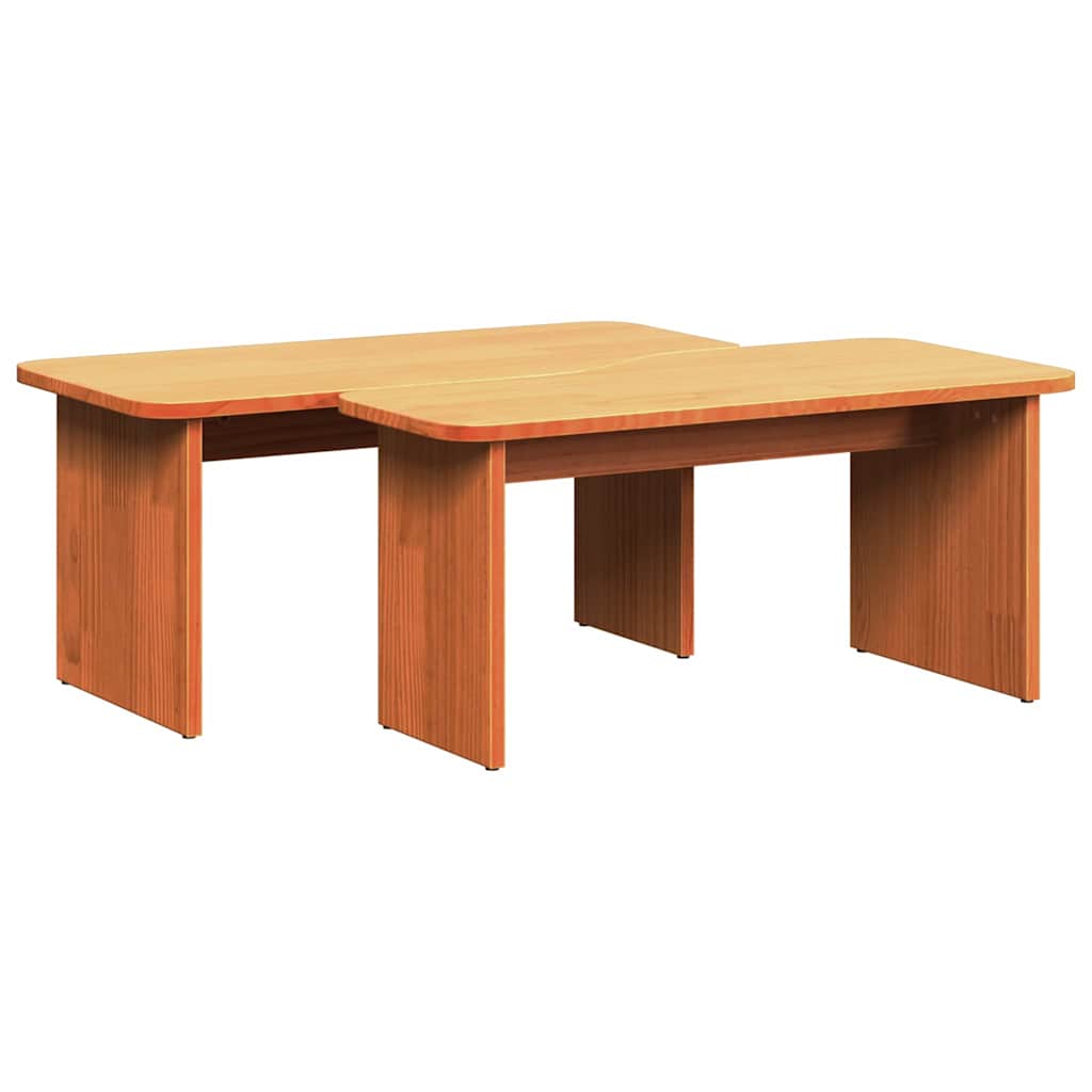vidaXL Stolik kawowy 2 pcs Woskowy Brąz Lite drewno sosnowe