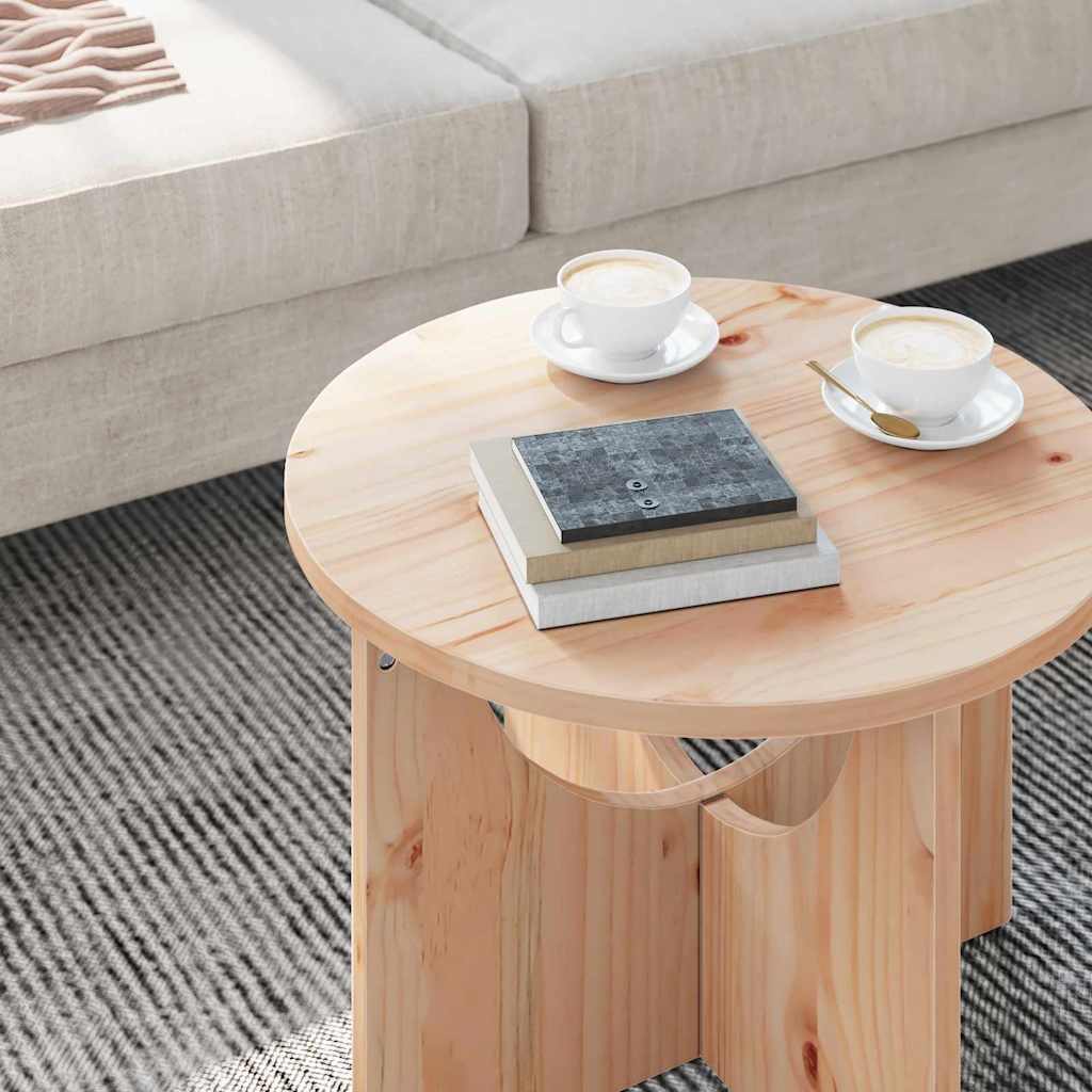 vidaXL Stolik kawowy Naturalny 50 x 50 x 35 cm Lite drewno sosnowe