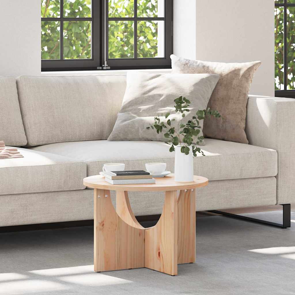 vidaXL Stolik kawowy Naturalny 50 x 50 x 35 cm Lite drewno sosnowe