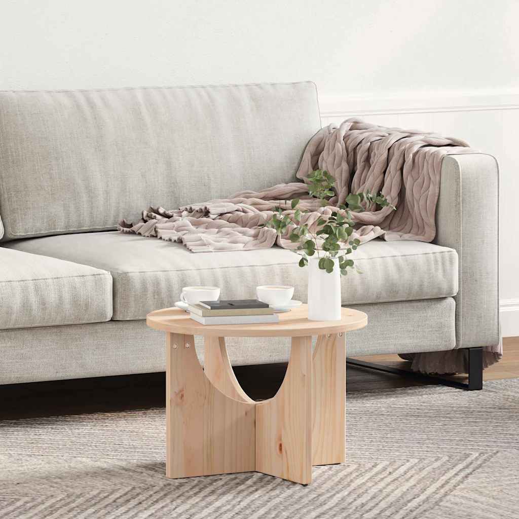 vidaXL Stolik kawowy Naturalny 50 x 50 x 35 cm Lite drewno sosnowe