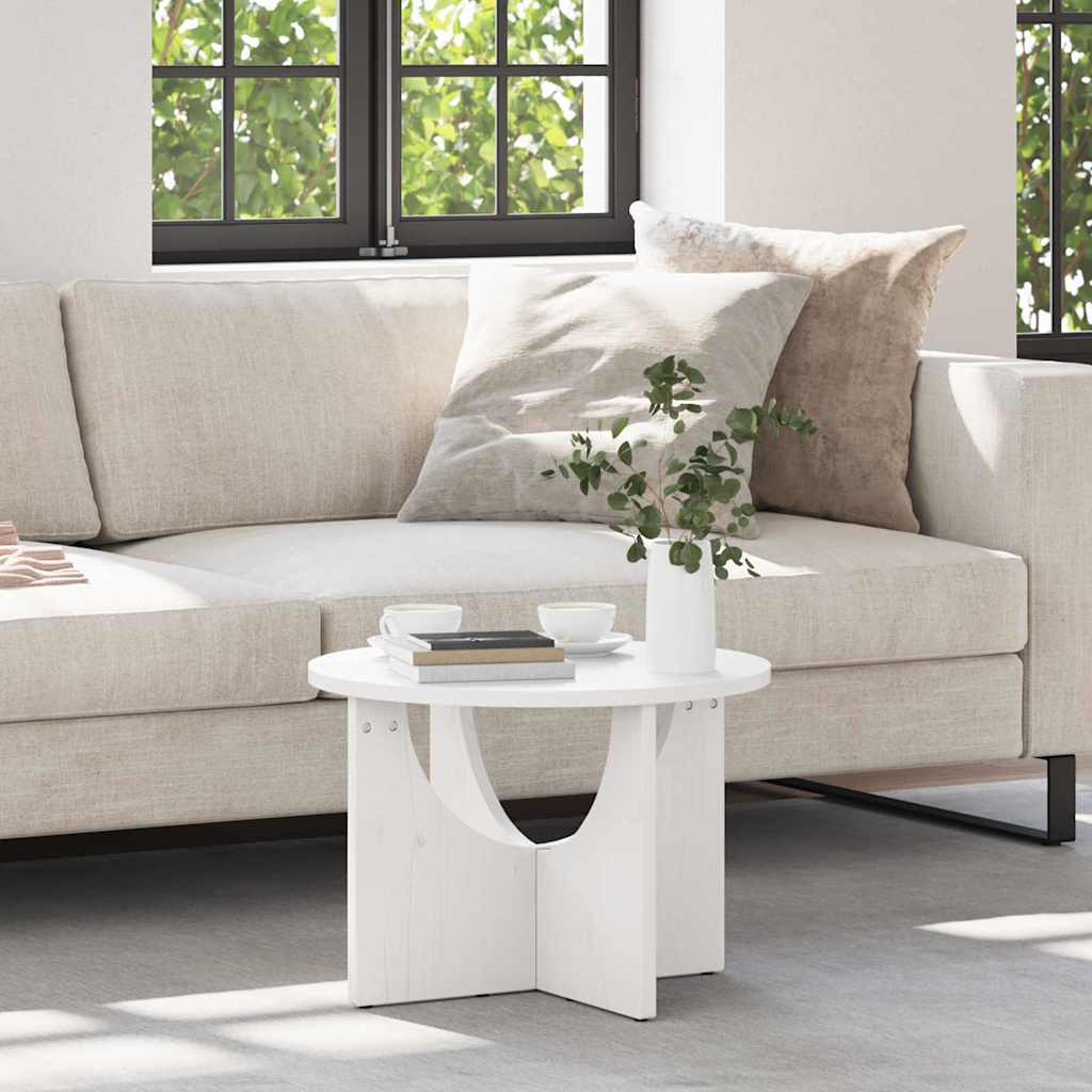 vidaXL Stolik kawowy Biały 50 x 50 x 35 cm Lite drewno sosnowe