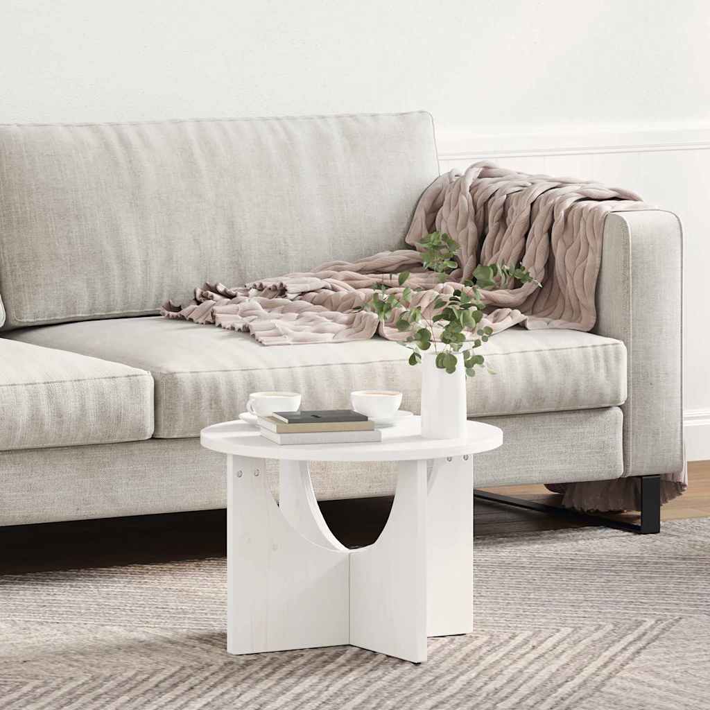 vidaXL Stolik kawowy Biały 50 x 50 x 35 cm Lite drewno sosnowe