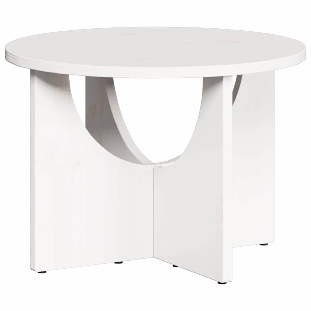 vidaXL Stolik kawowy Biały 50 x 50 x 35 cm Lite drewno sosnowe