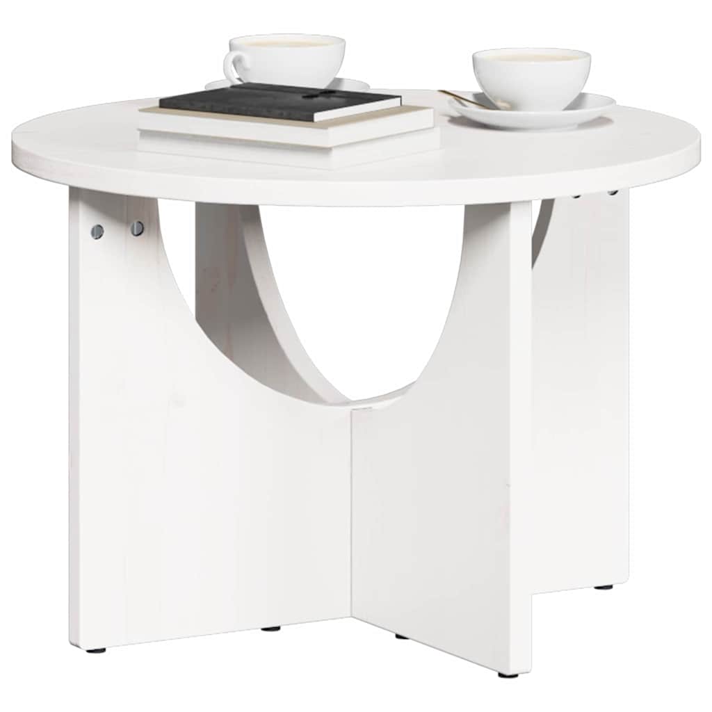 vidaXL Stolik kawowy Biały 50 x 50 x 35 cm Lite drewno sosnowe