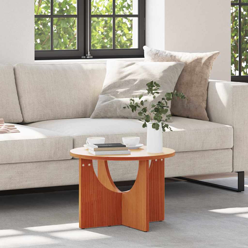 vidaXL Stolik kawowy Woskowy Brąz 50 x 50 x 35 cm Lite drewno sosnowe