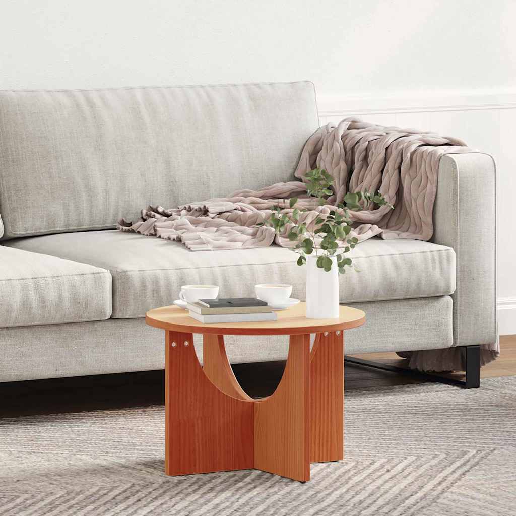 vidaXL Stolik kawowy Woskowy Brąz 50 x 50 x 35 cm Lite drewno sosnowe