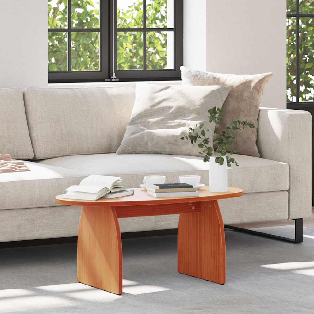 vidaXL Stolik kawowy Woskowy Brąz 80 x 40 x 35 cm Lite drewno sosnowe