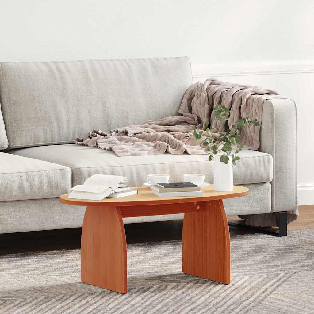 vidaXL Stolik kawowy Woskowy Brąz 80 x 40 x 35 cm Lite drewno sosnowe