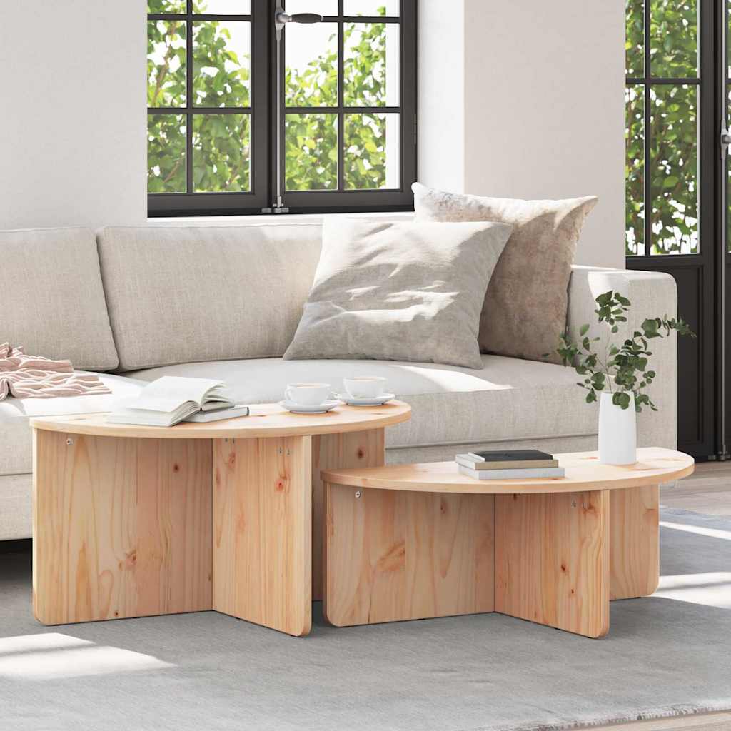 vidaXL Stolik kawowy 2 pcs Naturalny Lite drewno sosnowe