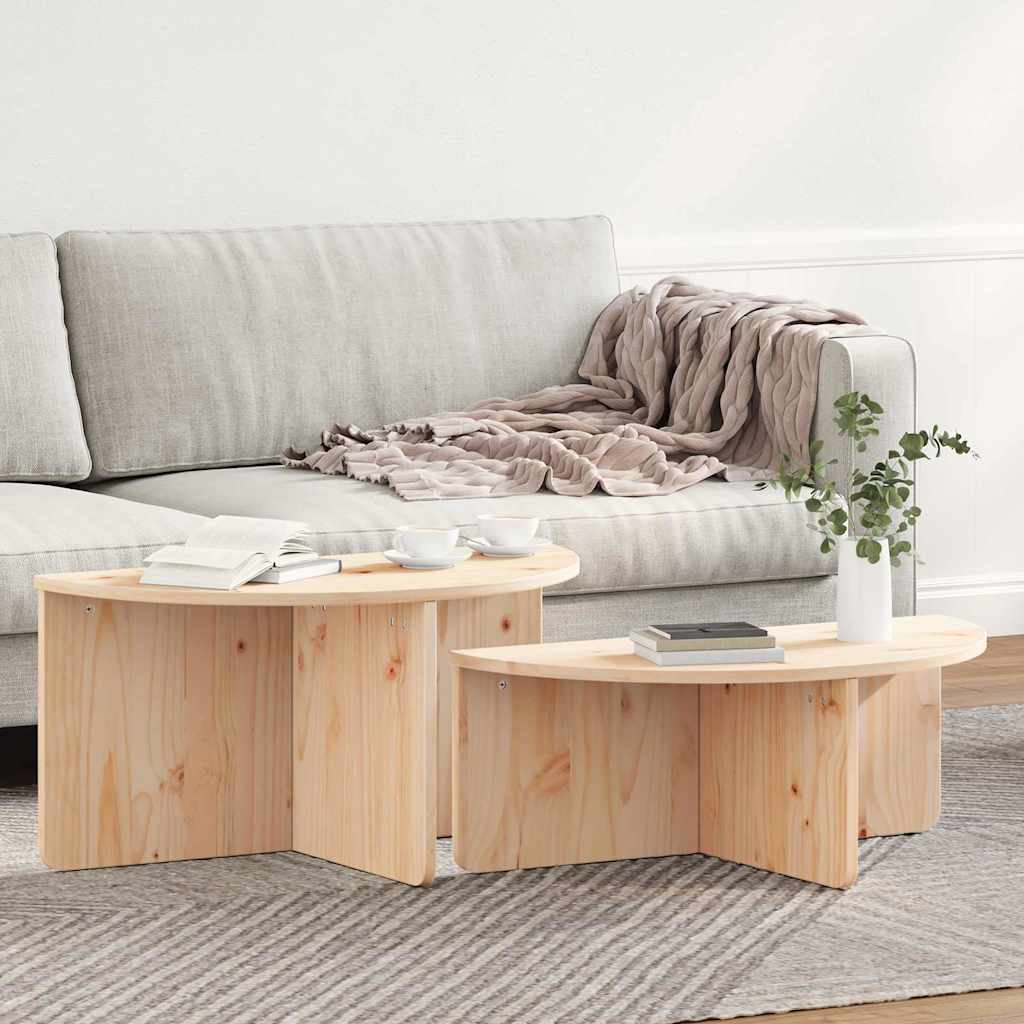 vidaXL Stolik kawowy 2 pcs Naturalny Lite drewno sosnowe
