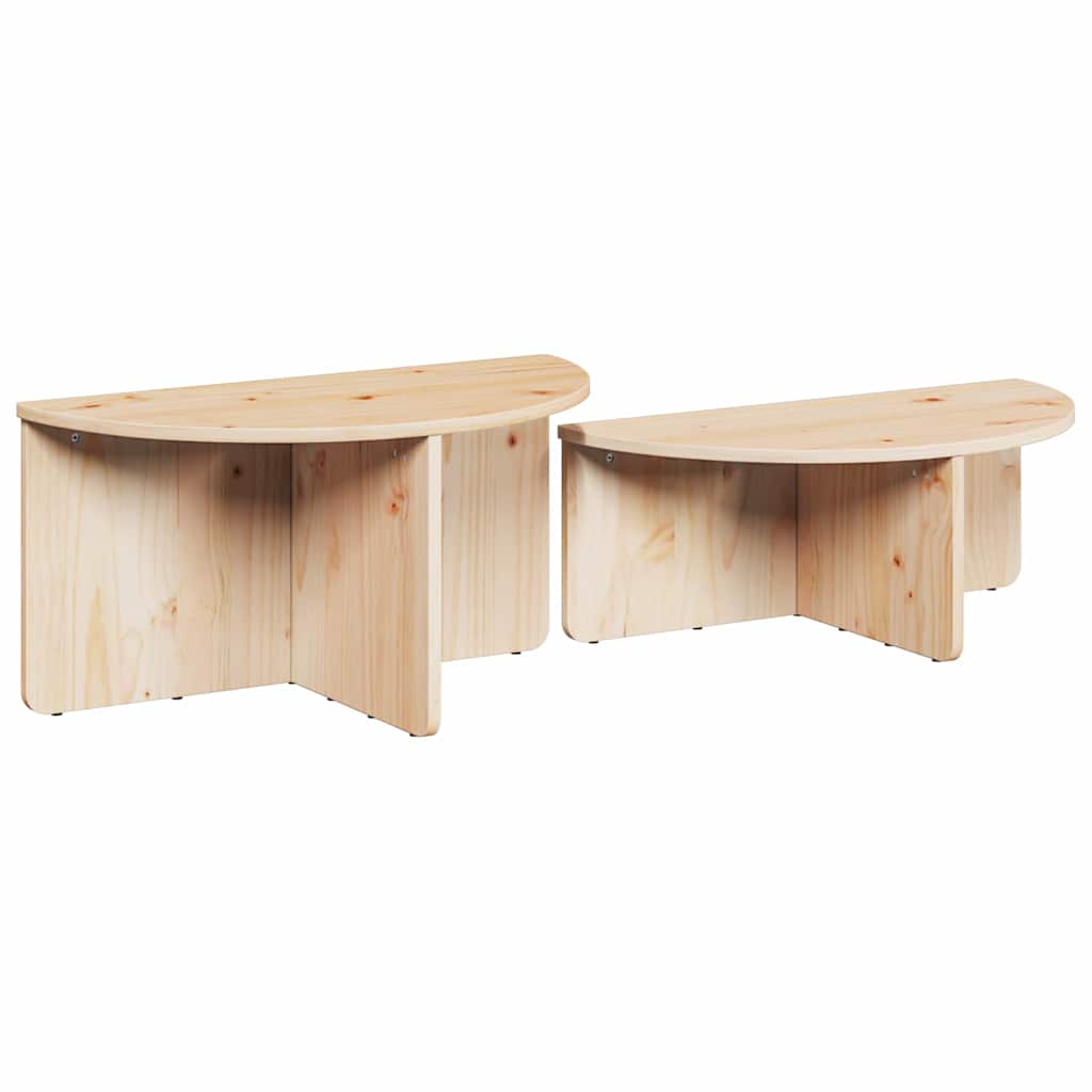 vidaXL Stolik kawowy 2 pcs Naturalny Lite drewno sosnowe