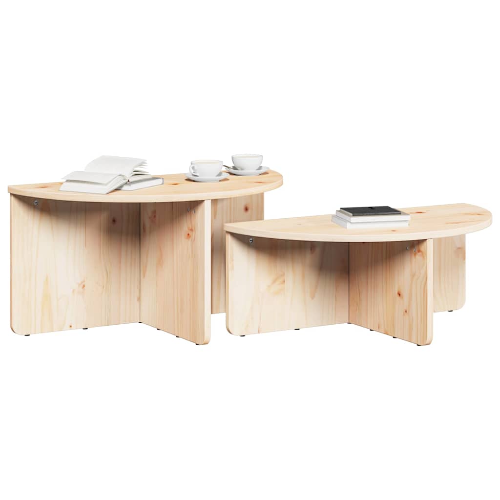 vidaXL Stolik kawowy 2 pcs Naturalny Lite drewno sosnowe