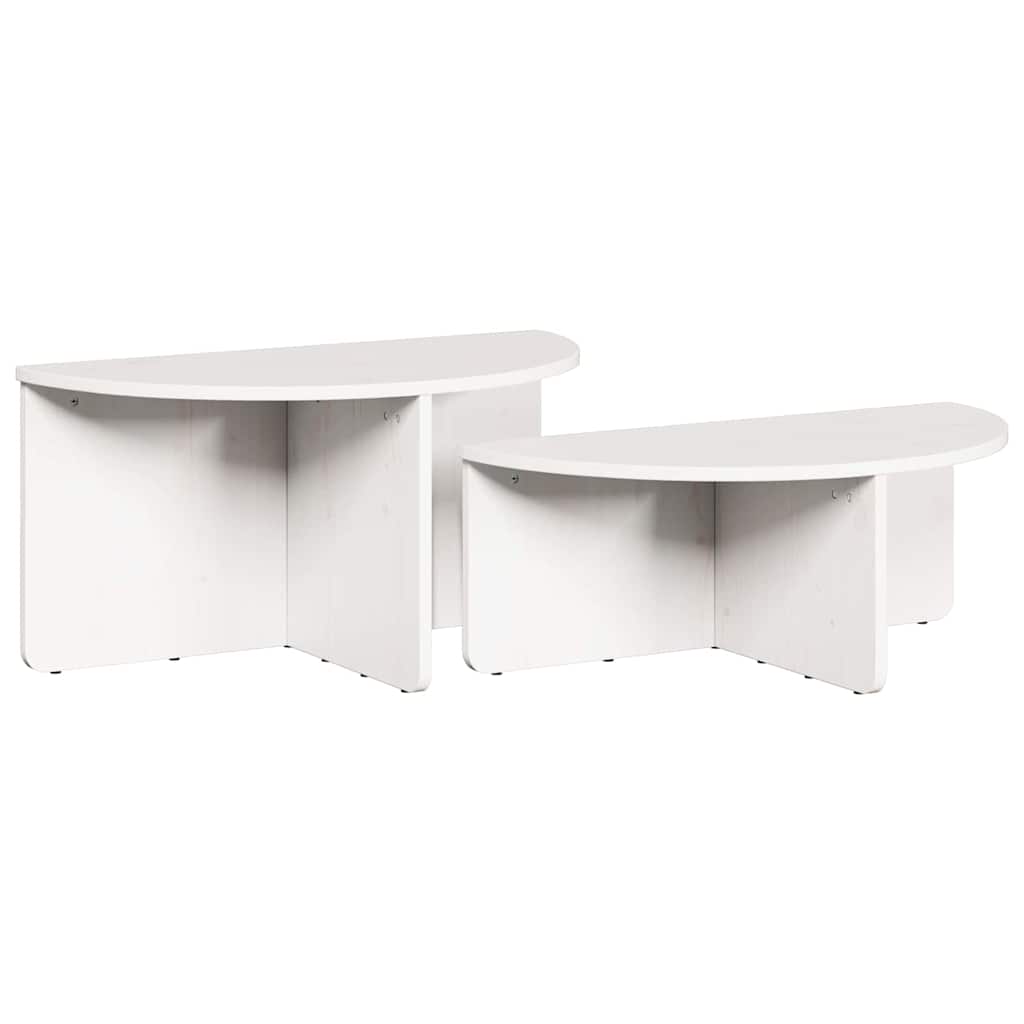 vidaXL Stolik kawowy 2 pcs Biały Lite drewno sosnowe