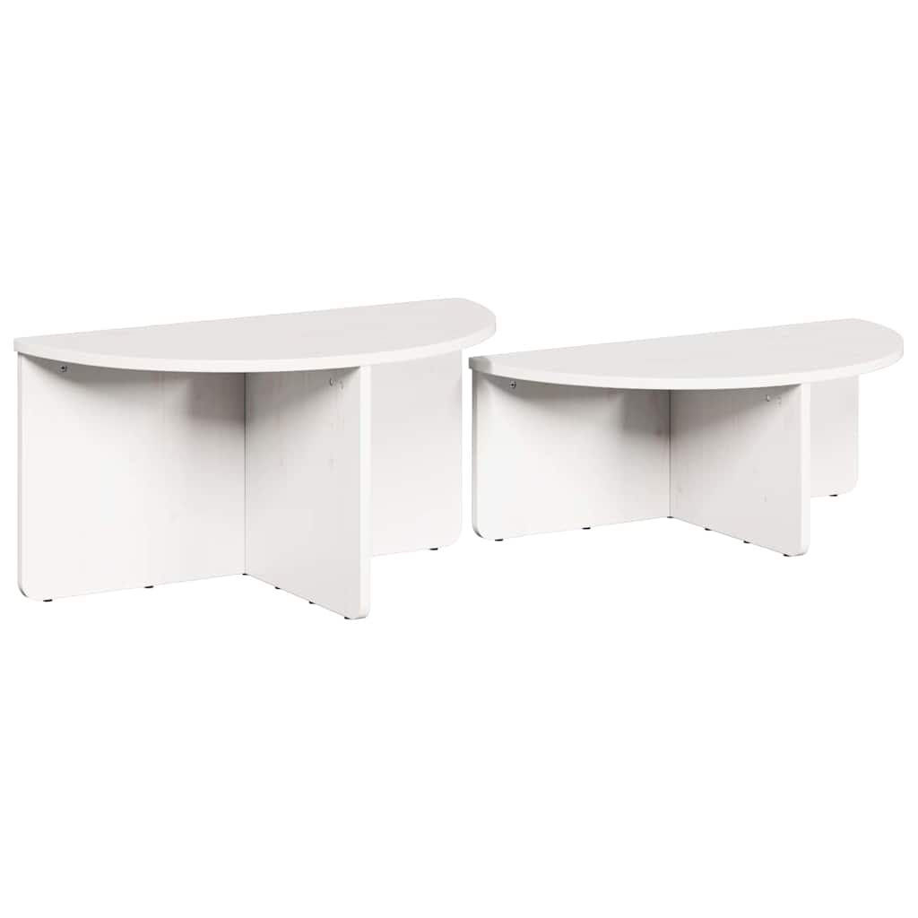 vidaXL Stolik kawowy 2 pcs Biały Lite drewno sosnowe