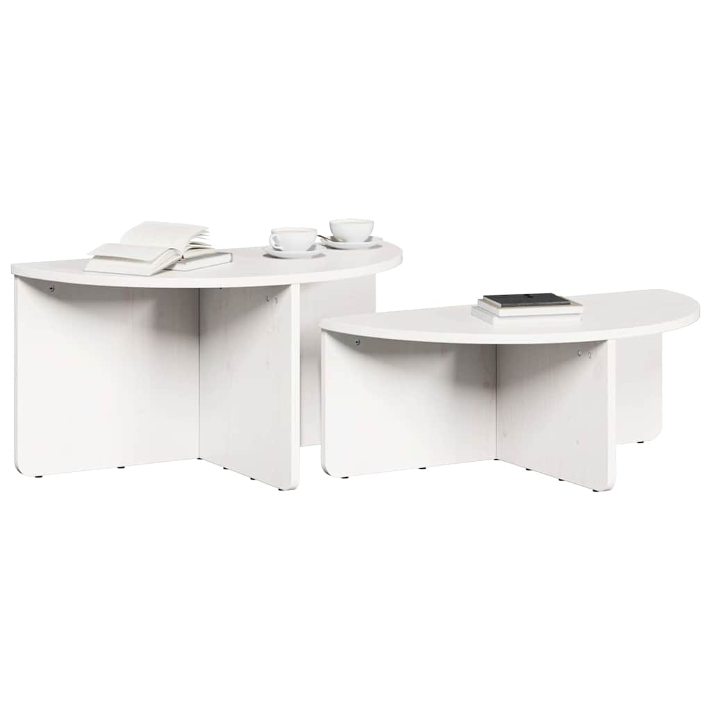 vidaXL Stolik kawowy 2 pcs Biały Lite drewno sosnowe