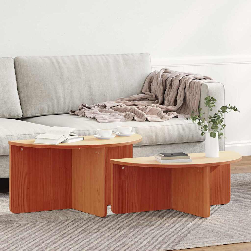 vidaXL Stolik kawowy 2 pcs Woskowy Brąz Lite drewno sosnowe