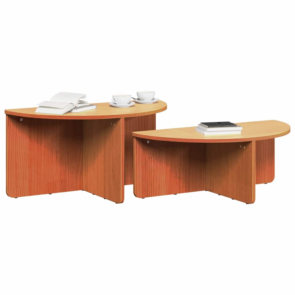vidaXL Stolik kawowy 2 pcs Woskowy Brąz Lite drewno sosnowe