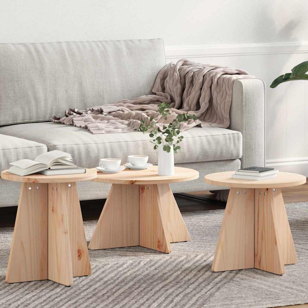 vidaXL Stolik kawowy 3 pcs Naturalny