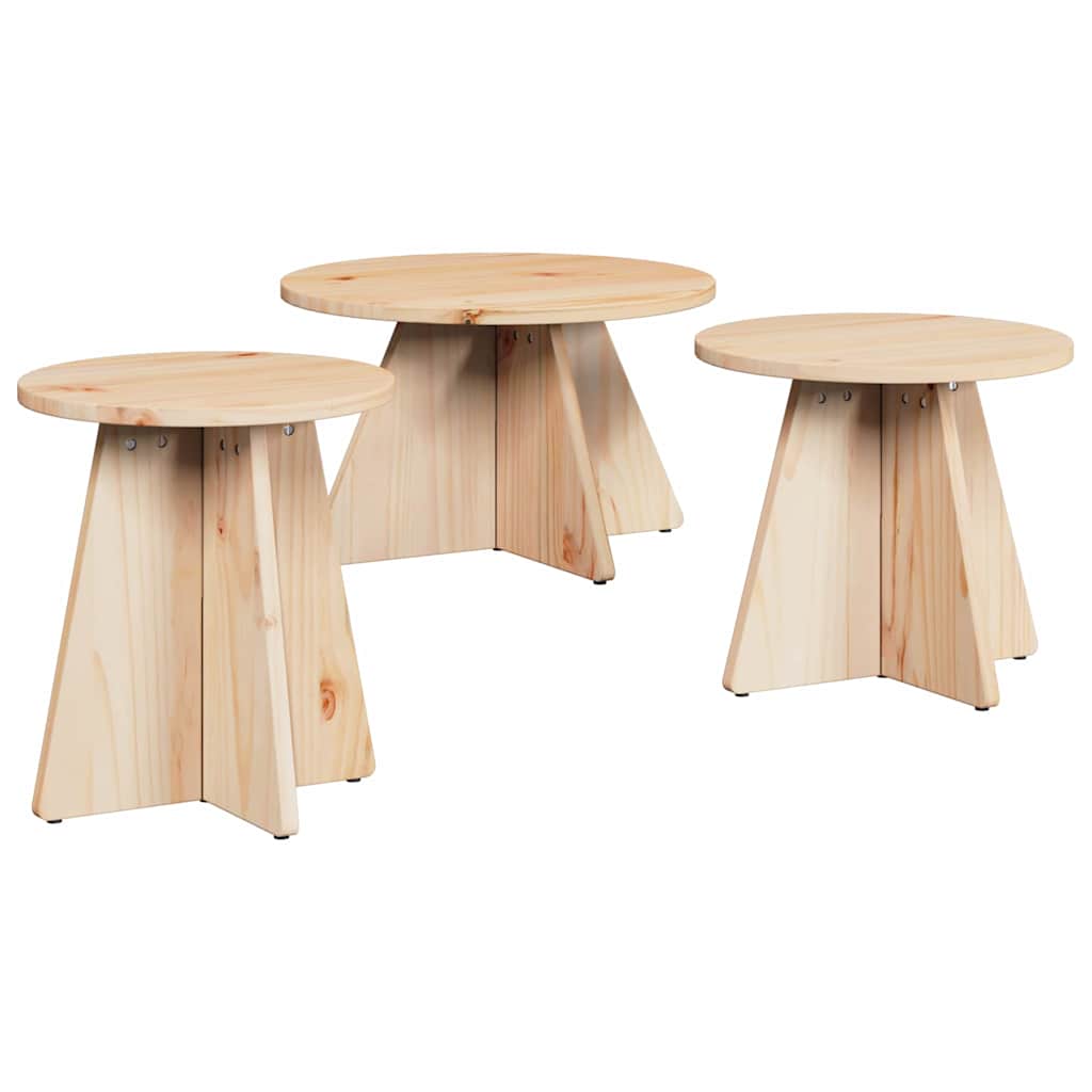 vidaXL Stolik kawowy 3 pcs Naturalny