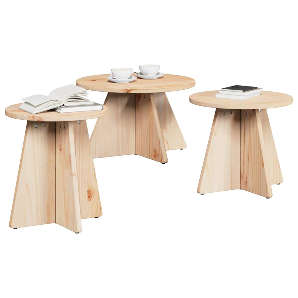 vidaXL Stolik kawowy 3 pcs Naturalny