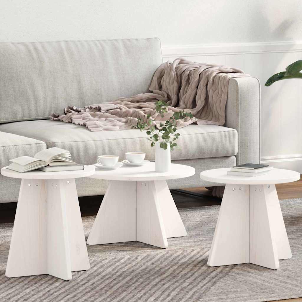 vidaXL Stolik kawowy 3 pcs Biały