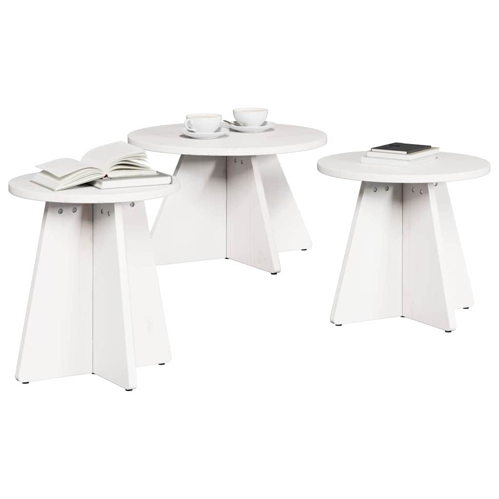 vidaXL Stolik kawowy 3 pcs Biały