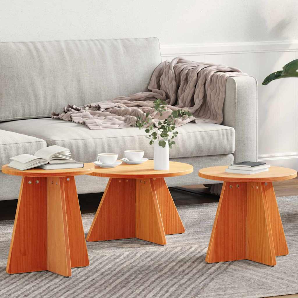 vidaXL Stolik kawowy 3 pcs Woskowy Brąz
