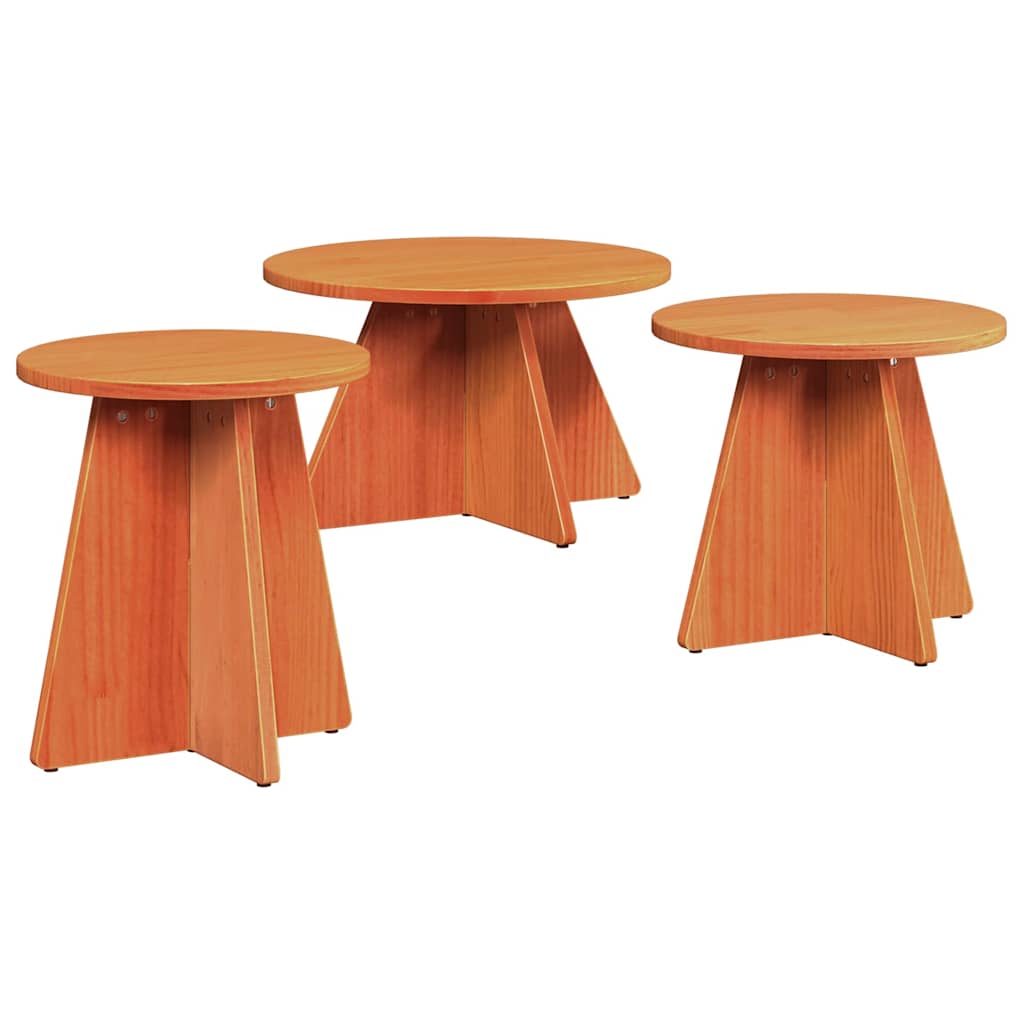 vidaXL Stolik kawowy 3 pcs Woskowy Brąz