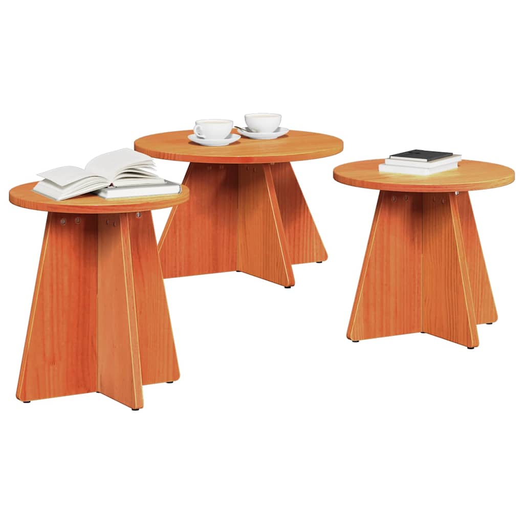 vidaXL Stolik kawowy 3 pcs Woskowy Brąz