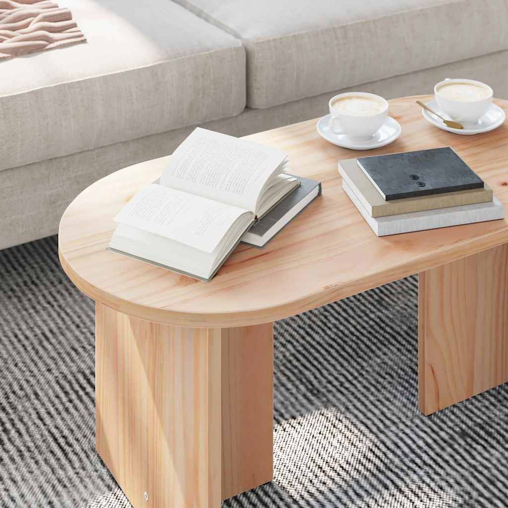 vidaXL Stolik kawowy Naturalny 80 x 39,5 x 35 cm Lite drewno sosnowe