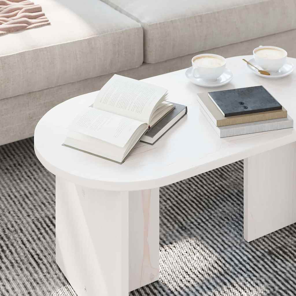 vidaXL Stolik kawowy Biały 80 x 39,5 x 35 cm Lite drewno sosnowe