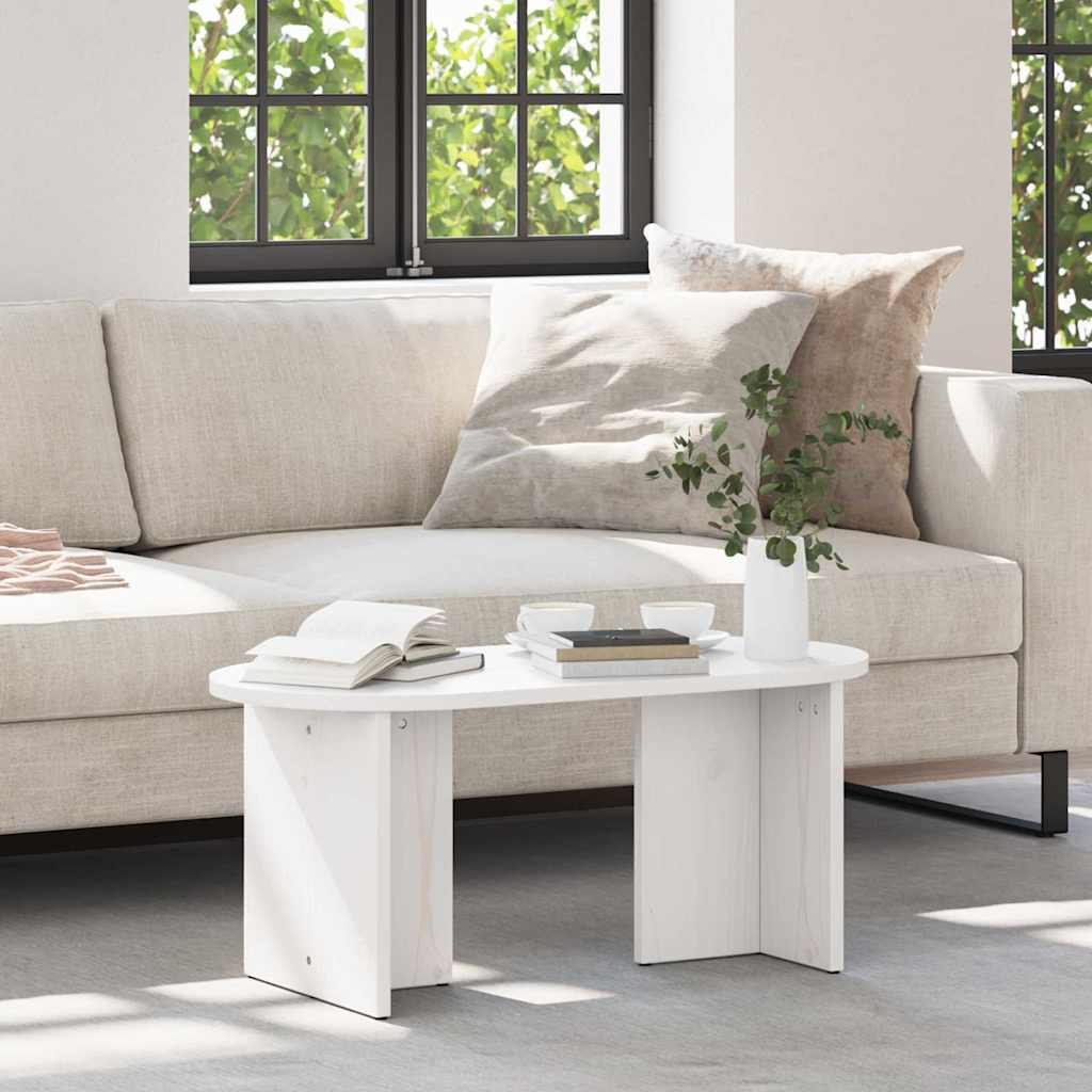 vidaXL Stolik kawowy Biały 80 x 39,5 x 35 cm Lite drewno sosnowe
